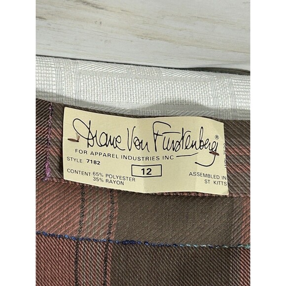 VINTAGE NWT! New Diane Von Furstenberg 12 Womens Long Pleated Plaid A-LINE Skirt - Picture 10 of 16